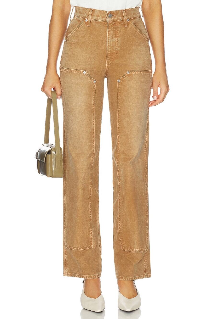Veronica Beard Dylan High-Rise Straight-Leg Jeans tan khaki size 29 flaw